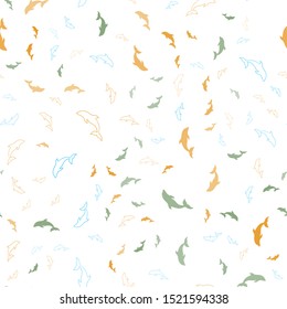 Light Blue, Yellow vector seamless pattern with sea dolphins. Decorative design in natural style with sea dolphins. Natural design for wallpapers.