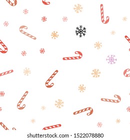 Light Blue, Yellow vector seamless template with sweet christmas sticks.