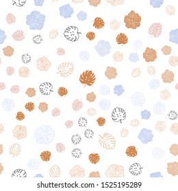 Light Blue, Yellow vector seamless doodle texture with leaves, flowers. Decorative design in Indian style on white background. Design for wallpaper, fabric makers.