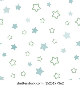 Light Blue, Yellow vector seamless cover with small and big stars. Modern geometrical abstract illustration with stars. Texture for window blinds, curtains.