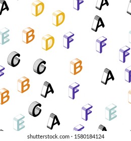 Light Blue, Yellow vector seamless background with 3D signs of alphabet. Shining colorful 3D illustration with isolated letters. Pattern for trendy fabric, wallpapers.