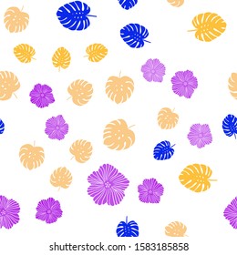 Light Blue, Yellow vector seamless abstract design with flowers, leaves. Colorful abstract illustration with leaves in doodle style. Pattern for trendy fabric, wallpapers.
