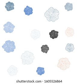 Light Blue, Yellow vector seamless doodle backdrop with flowers. Flowers in natural style on white background. Design for textile, fabric, wallpapers.