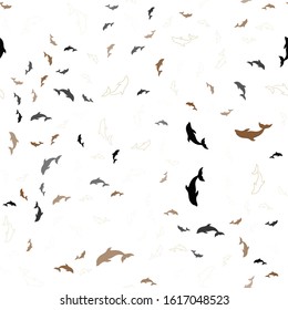 Light Blue, Yellow vector seamless background with dolphins. Modern abstract illustration with sea dolphins. Pattern for websites of animals.