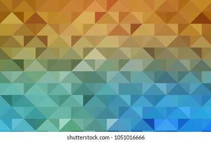 Light Blue, Yellow vector shining triangular background. Triangular geometric sample with gradient.  A completely new template for your business design.