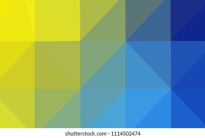 Light Blue, Yellow vector shining triangular cover. Triangular geometric sample with gradient.  The best triangular design for your business.