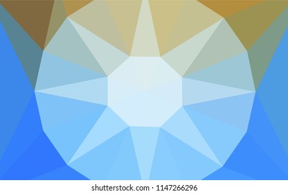 Light Blue, Yellow vector shining triangular backdrop with a gem in a centre. Illustration in halftone style with triangles. Brand new style for your business design.
