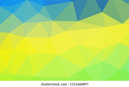 Light Blue, Yellow vector shining hexagonal template. Triangular geometric sample with gradient.  A completely new template for your business design.