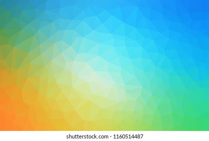 Light Blue, Yellow vector shining triangular cover. Creative illustration in halftone style with triangles. Best triangular design for your business.
