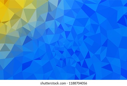 Light Blue, Yellow vector shining triangular backdrop. Geometric illustration in Origami style with gradient.  Triangular pattern for your design.