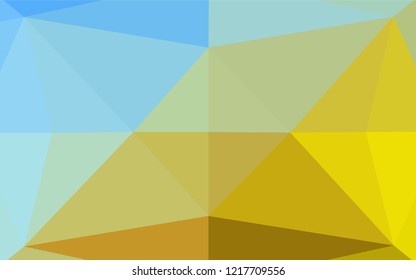 Light Blue, Yellow vector shining hexagonal pattern. Geometric illustration in Origami style with gradient.  A completely new template for your business design.