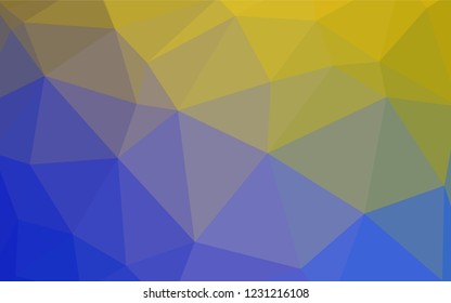 Light Blue, Yellow vector shining triangular backdrop. Shining polygonal illustration, which consist of triangles. Brand new design for your business.