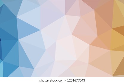 Light Blue, Yellow vector shining triangular cover. Shining polygonal illustration, which consist of triangles. New template for your brand book.