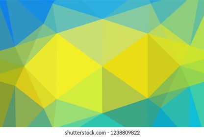 Light Blue, Yellow vector shining hexagonal pattern. Creative geometric illustration in Origami style with gradient. The best triangular design for your business.