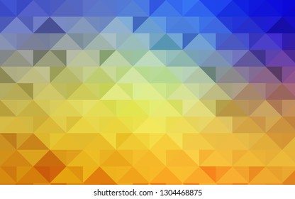 Light Blue, Yellow vector shining triangular pattern. Shining illustration, which consist of triangles. The template can be used as a background for cell phones.