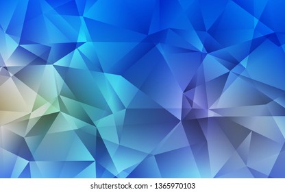 Light Blue, Yellow vector shining triangular background. Creative illustration in halftone style with triangles. Brand new design for your business.