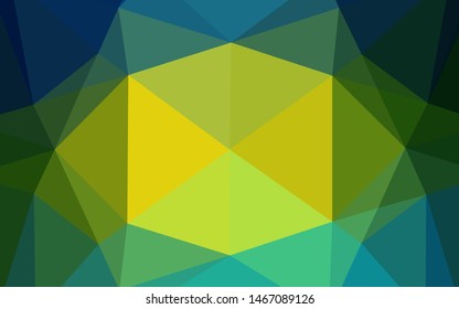 Light Blue, Yellow vector shining hexagonal background. Shining illustration, which consist of triangles. The textured pattern can be used for background.