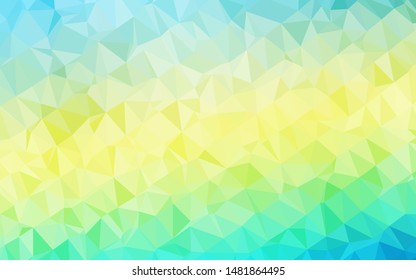 Light Blue, Yellow vector shining triangular pattern. Creative illustration in halftone style with gradient. Template for your brand book.