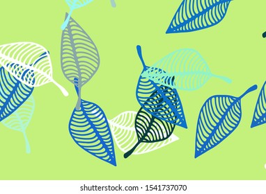 Light Blue, Yellow vector sketch background. An elegant bright illustration with leaves in Natural style. Pattern for heads of websites and designs.