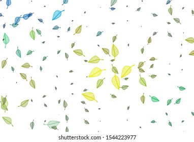 Light Blue, Yellow vector sketch template. Brand new colorful illustration in modern style with leaves. The template for background of cell phones.
