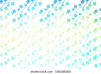 Light Blue, Yellow vector sketch backdrop. Smart decorative design in natural style with leaves. Pattern for brand book.