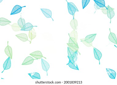 Light Blue, Yellow vector sketch background. Colorful abstract illustration with leaves in doodle style. Pattern for coloring books and pages for kids.