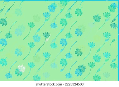 Light Blue, Yellow vector sketch backdrop. Shining colorful illustration with leaves in doodle style. Brand new style for your business design.