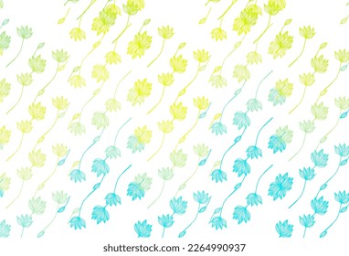Light Blue, Yellow vector sketch background. Colorful illustration in doodle style with leaves. New template for your brand book.