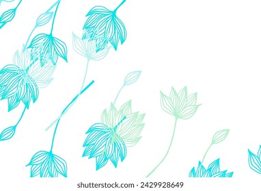 Light Blue, Yellow vector sketch template. Colorful abstract illustration with leaves in doodle style. Pattern for heads of websites and designs.