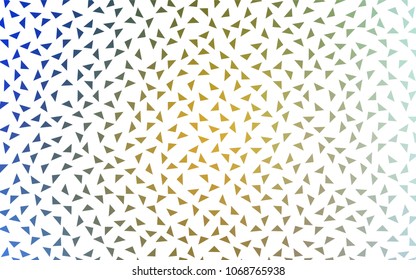 Light Blue, Yellow vector of small triangles on white background. Illustration of abstract texture of triangles. Pattern design for banner, poster, cover.
