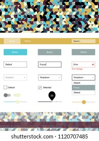 Light Blue, Yellow vector style guide with circles. Colorful ui/ux kit with header consisted of spheres. Simple colorful design for websites.