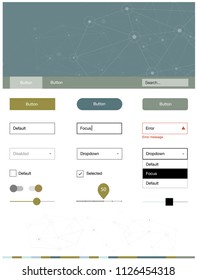 Light Blue, Yellow vector style guide with triangles, circles. Colorful ui/ux kit with triangles, circles in header. Simple colorful design for websites.
