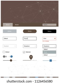 Light Blue, Yellow vector style guide with triangles, circles. Colorful ui/ux kit with triangles, circles in header. This sample is for your website.