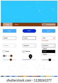 Light Blue, Yellow vector style guide with triangles, circles. Ui kit design in abstract style with colorful crystals, circles. Simple colorful design for websites.