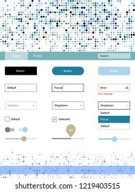 Light Blue, Yellow vector style guide with circles. Simple Material Design Kit with colorful dots in header. This sample is for your landing page.