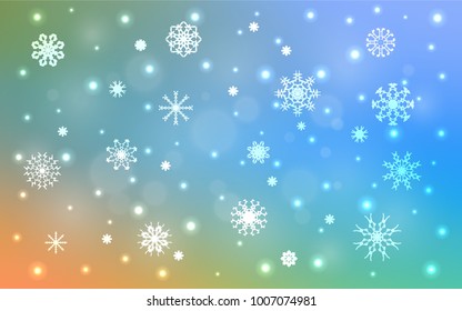 Light Blue, Yellow vector template with ice snowflakes. Glitter abstract illustration with crystals of ice. New year design for your business advert.