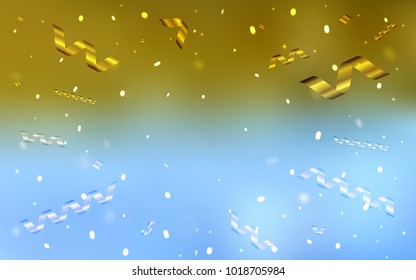Light Blue, Yellow vector template with carnival confetti. Beautiful colored illustration with ribbon in celebration style. The pattern can be used for birthday gifts, congratulations.