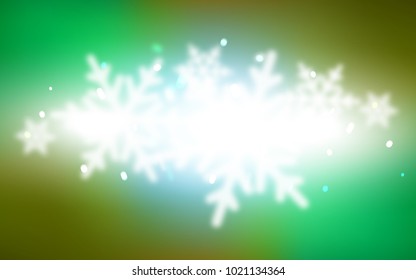 Light Blue, Yellow vector template with ice snowflakes. Snow on blurred abstract background with gradient. The pattern can be used for new year leaflets.