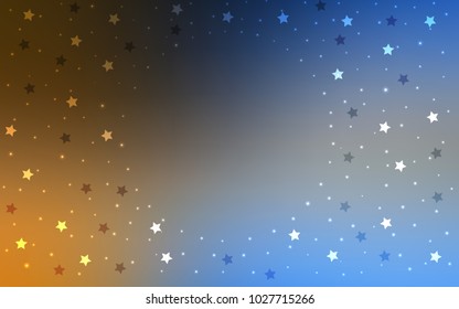 Light Blue, Yellow vector template with sky stars. Shining colored illustration with stars. Best design for your ad, poster, banner.