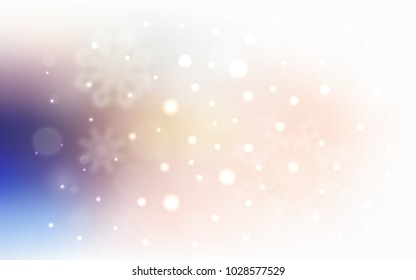 Light Blue, Yellow vector template with ice snowflakes. Blurred decorative design in xmas style with snow. New year design for your ad, poster, banner.