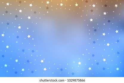 Light Blue, Yellow vector template with sky stars. Glitter abstract illustration with colored stars. The pattern can be used for websites.