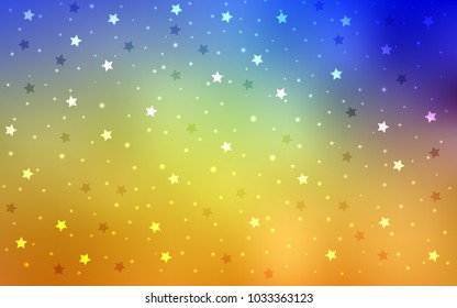 Light Blue, Yellow vector template with sky stars. Stars on blurred abstract background with gradient. Smart design for your business advert.