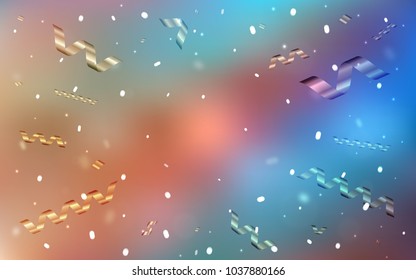 Light Blue, Yellow vector template with carnival confetti. Modern geometrical abstract illustration with carnival ribbons. New design for ad, poster, banner of your Party.