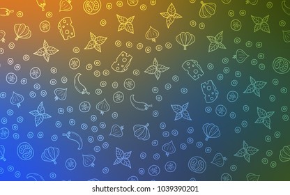 Light Blue, Yellow vector template with organic meal. Beautiful colored illustration with food in doodle style. Pattern for menu of cafes, bars, restaurants.