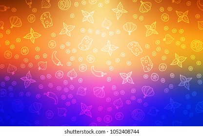 Light Blue, Yellow vector template with organic meal. Glitter abstract sketch with gourmet food. Design for ad, poster, banner of cafes or restaurants.