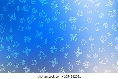 Light Blue, Yellow vector template with organic meal. Fast Food on blurred abstract background with colorful gradient. Design for ad, poster, banner of cafes or restaurants.