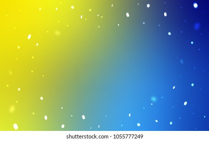 Light Blue, Yellow vector template with ice snowflakes. Snow on blurred abstract background with gradient. New year design for your ad, poster, banner.