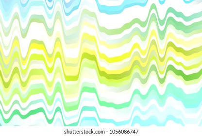 Light Blue, Yellow vector template with lines, ovals. Blurred geometric sample with gradient bubbles.  Textured wave pattern for backgrounds.