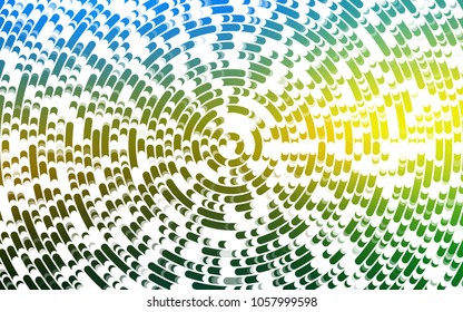 Light Blue, Yellow vector template with lines, ovals. Creative illustration in halftone marble style with gradient. Brand-new design for your ads, poster, banner.