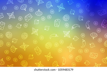 Light Blue, Yellow vector template with organic meal. Decorative shining illustration with food on abstract template. Pattern for menu of cafes, bars, restaurants.